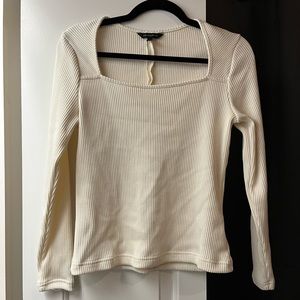 Cream colored square neck long sleeve
